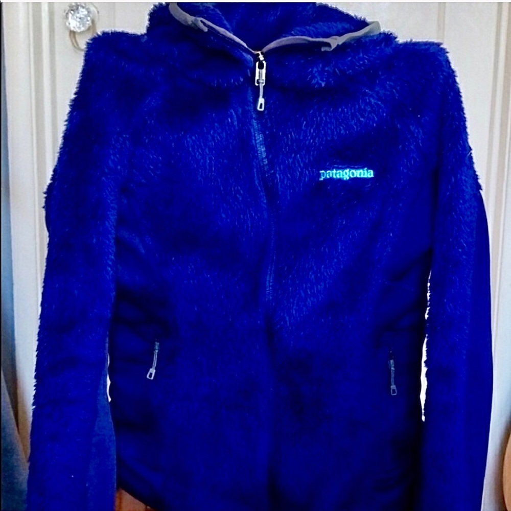 Patagonia full zip fuzzy fleece with hood